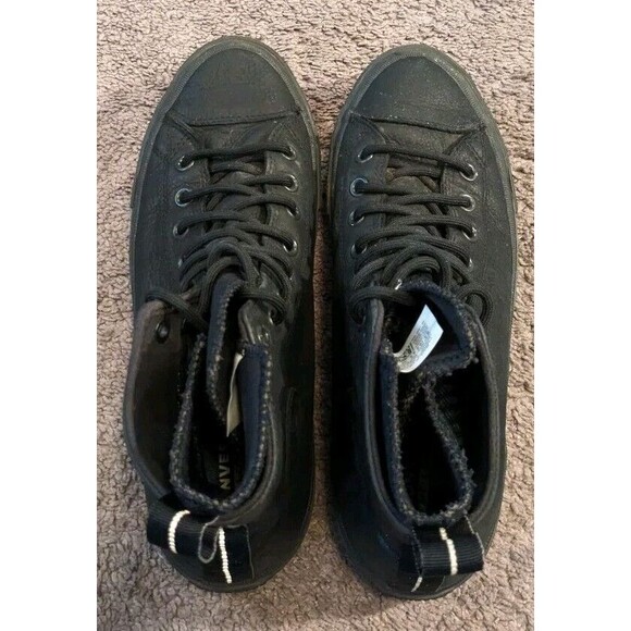 Converse Chuck Taylor All Star Waterproof High All Black Leather Shoes 162409C - Picture 4 of 8